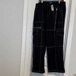 Hot Topic Black Cargo Pants with Chain Detail